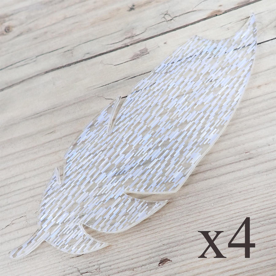 Confetti White Acrylic Feather Decorations, 100mm (Style 9) (Pack of 4)