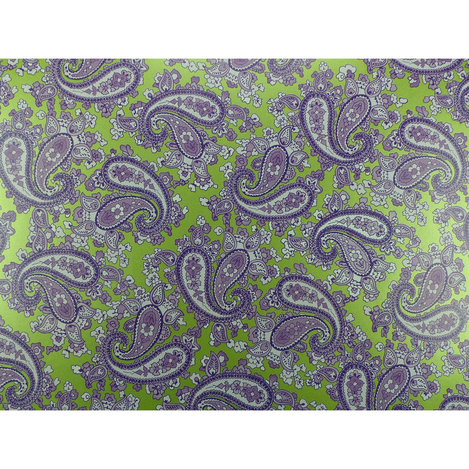 Moss Green Backed Purple Paisley Paper Guitar Body Decal - 420x295mm