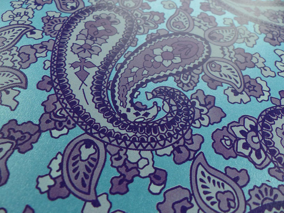 Turquoise Backed Purple Paisley Paper Guitar Body Decal - 420x295mm