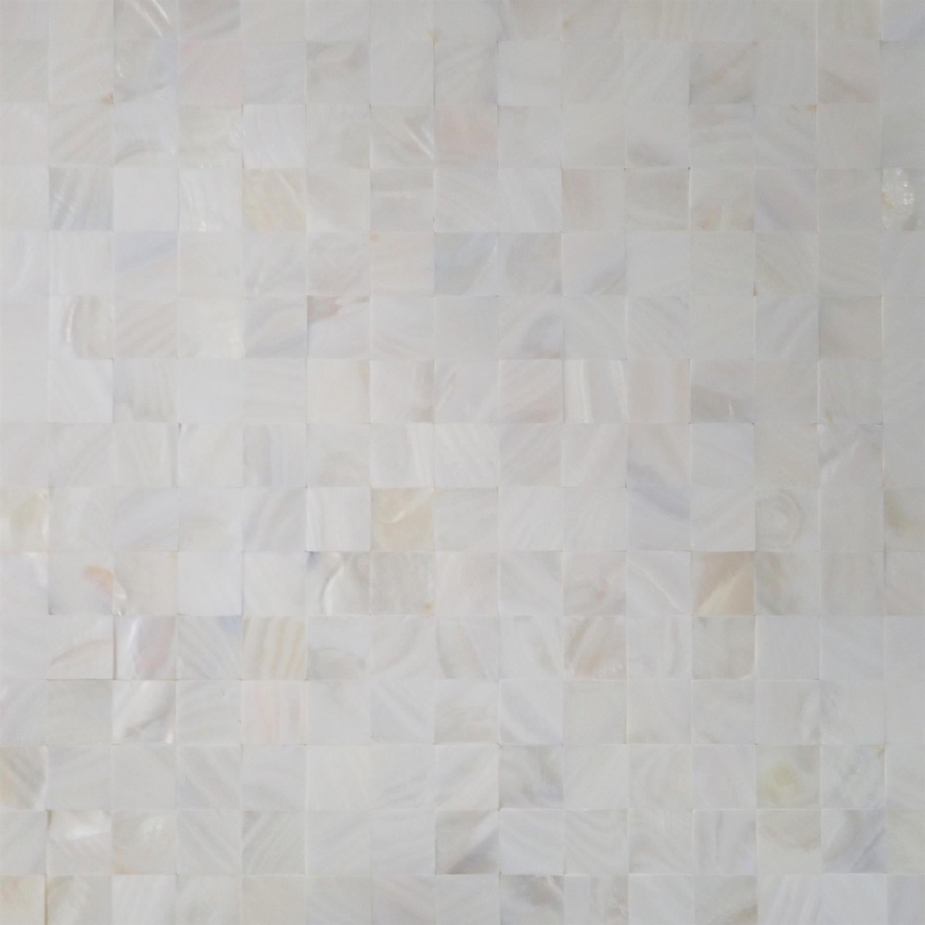 White Mother of Pearl Square Gapless Mosaic Tile - 300x300mm, Mesh Bac