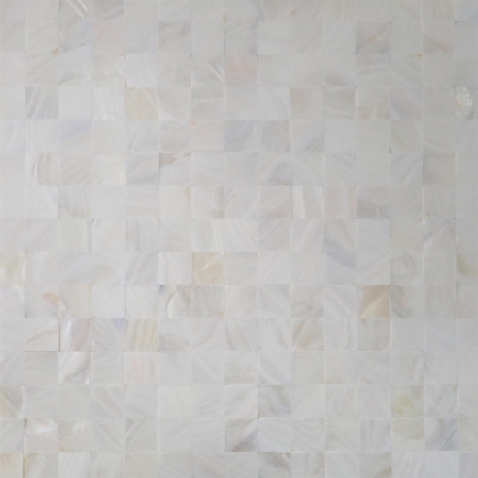 White Mother of Pearl Square Gapless Mosaic Tile - 300x300mm, Mesh Backing
