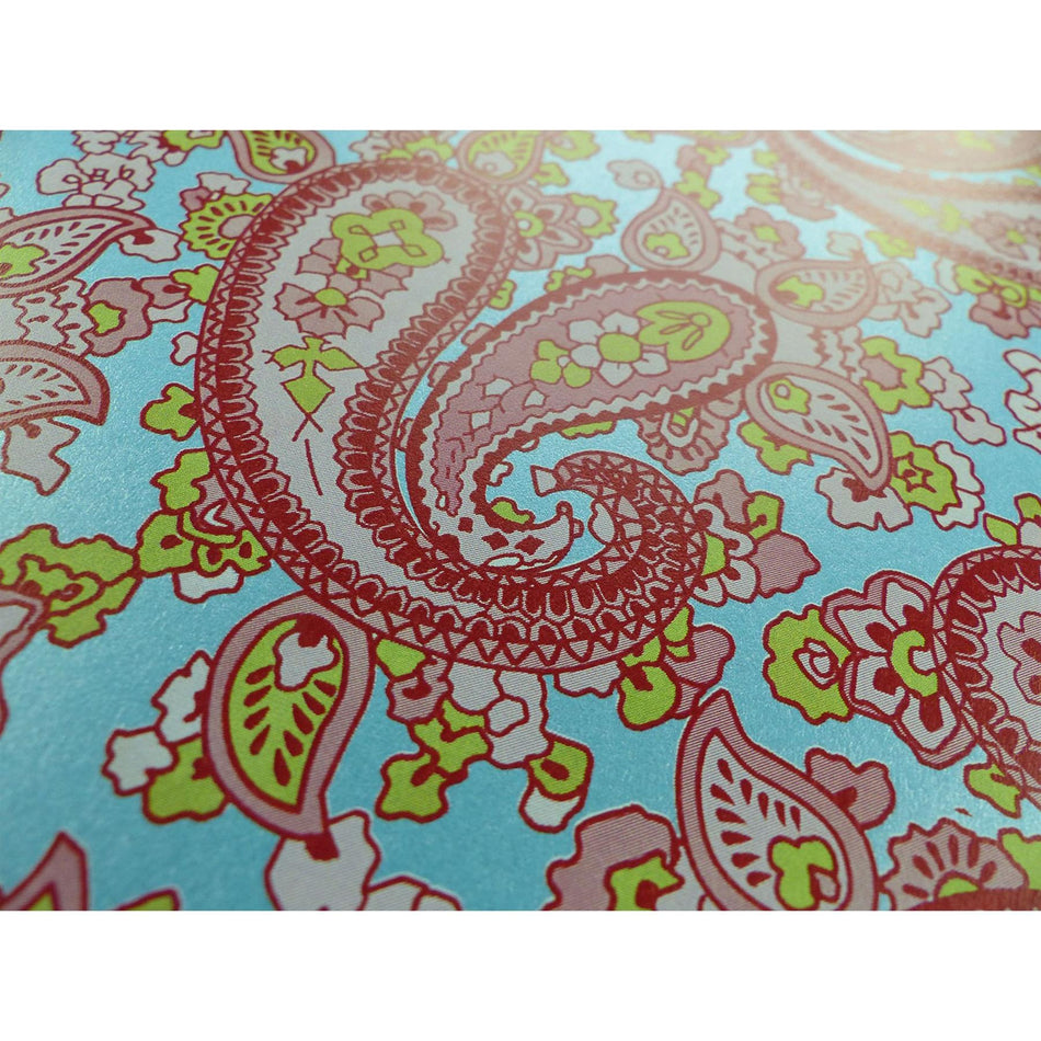 Turquoise Backed Pink Paisley Paper Guitar Body Decal - 420x295mm