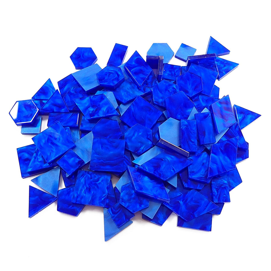 Mixed Royal Blue Pearl Acrylic Mosaic Tiles, 12-30mm (Pack of 200pcs)