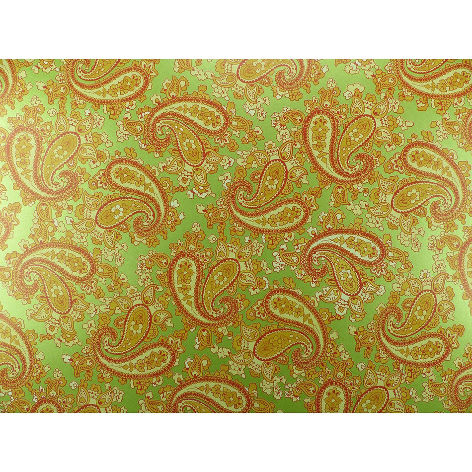 Moss Green Backed Orange Paisley Paper Guitar Body Decal - 420x295mm