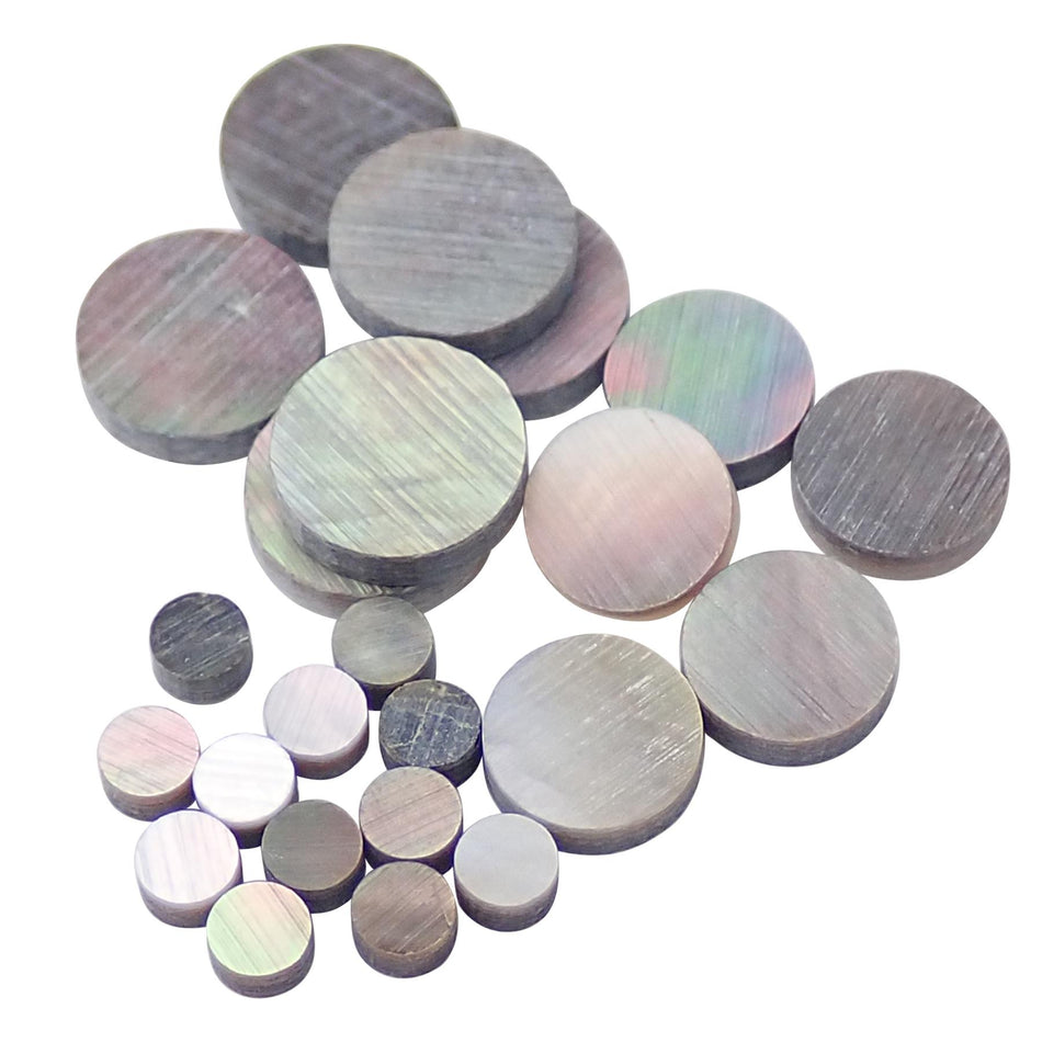 Black Mother of Pearl Dot Guitar Fretmarker Inlay Set - 6Pcs 6mm & 6Pcs 5mm & 12Pcs 2mm, Pack of 24, Circle