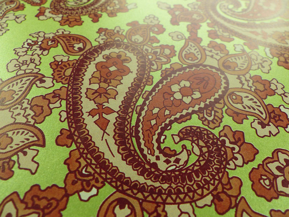 Moss Green Backed Brown Paisley Paper Guitar Body Decal - 420x295mm