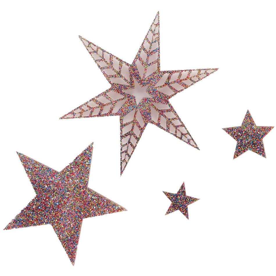 Holopgraphic Sparkle Acrylic Stars Decoration - Set of 32