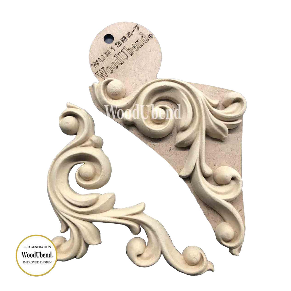 [WoodUBend] WUB187551 Scroll Pair Applique/Moulding - 175x80mm