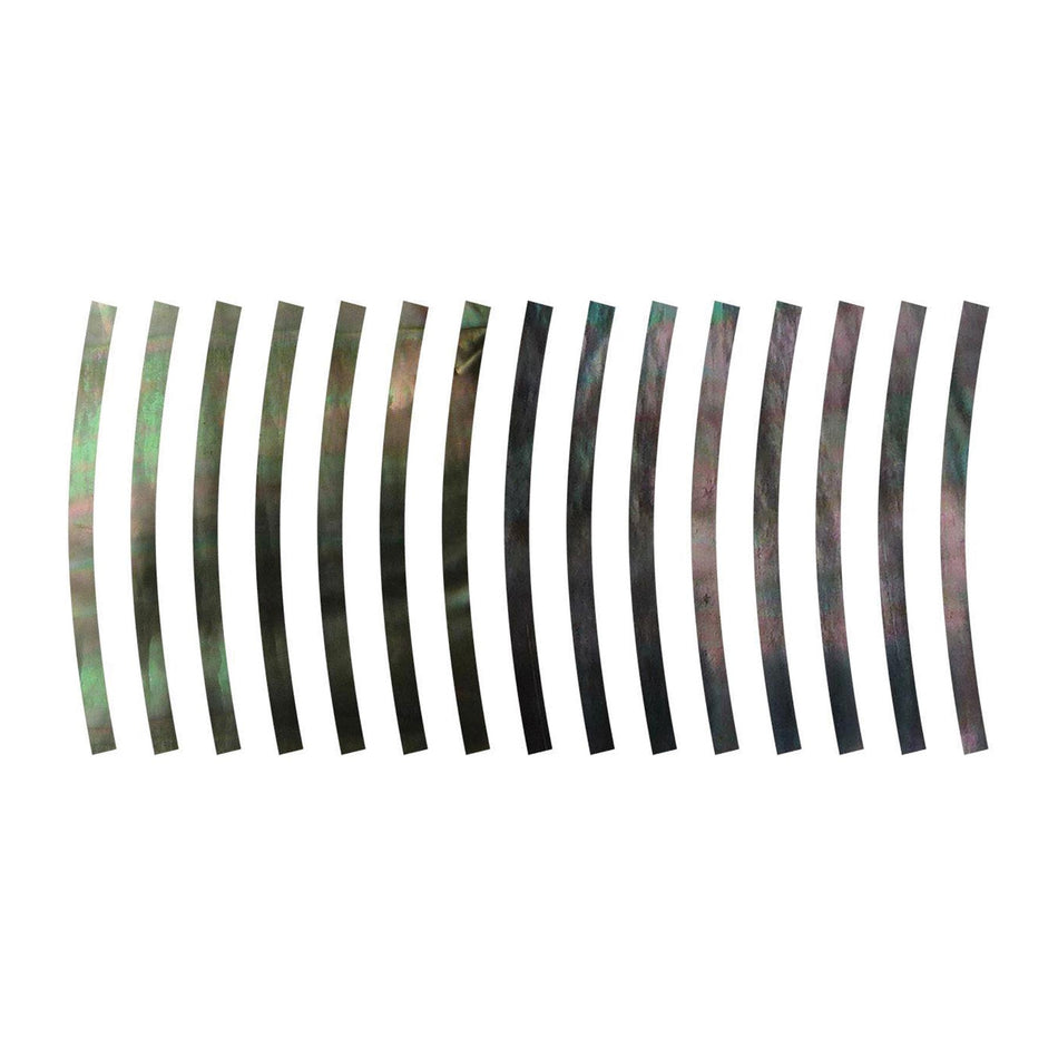 Black Mother of Pearl Curved Guitar Purfling - 25.4x1.6mm, 120mm Inside Diameter, Pack of 15