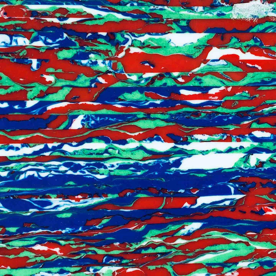 Multi-Coloured Striped Splatter Celluloid Laminate Cast Acrylic Sheet (3mm thick)