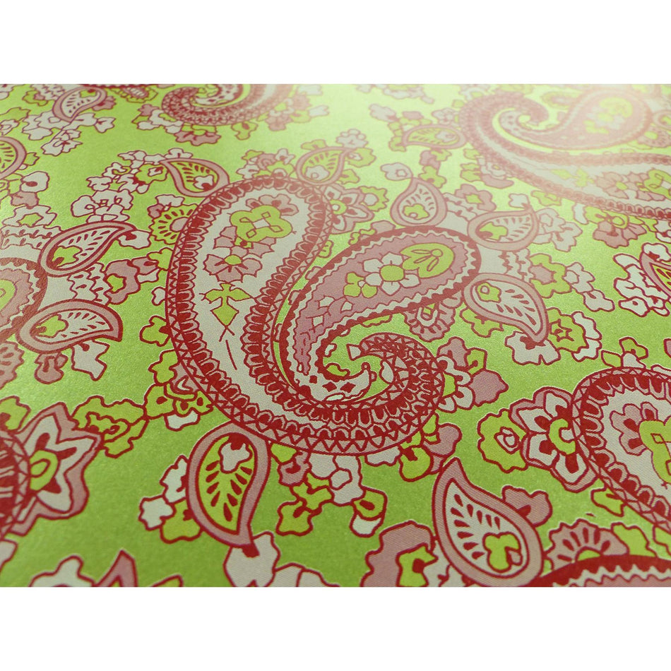 Moss Green Backed Pink Paisley Paper Guitar Body Decal - 420x295mm