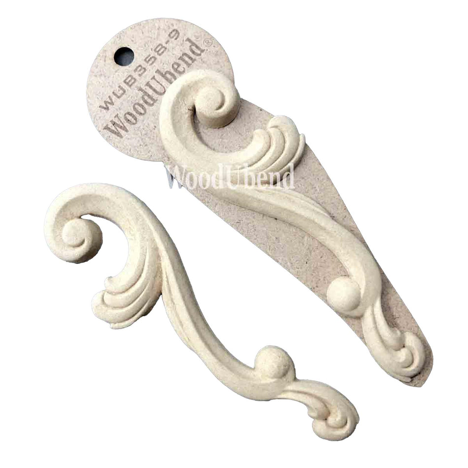 [WoodUBend] WUB3589 Scroll Pair Applique/Moulding - 100x35mm