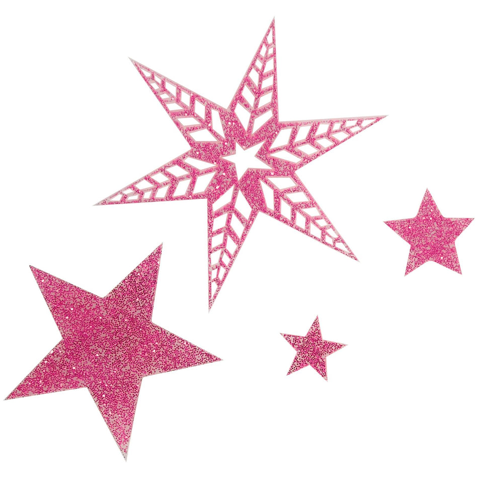 Pink Sparkle Acrylic Stars Decoration - Set of 32