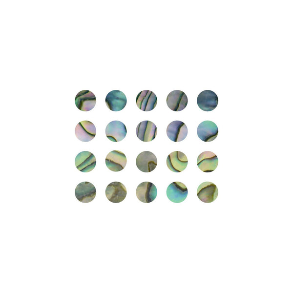 Green Abalone Dot Inlays - 14mm, Pack of 20, Circle