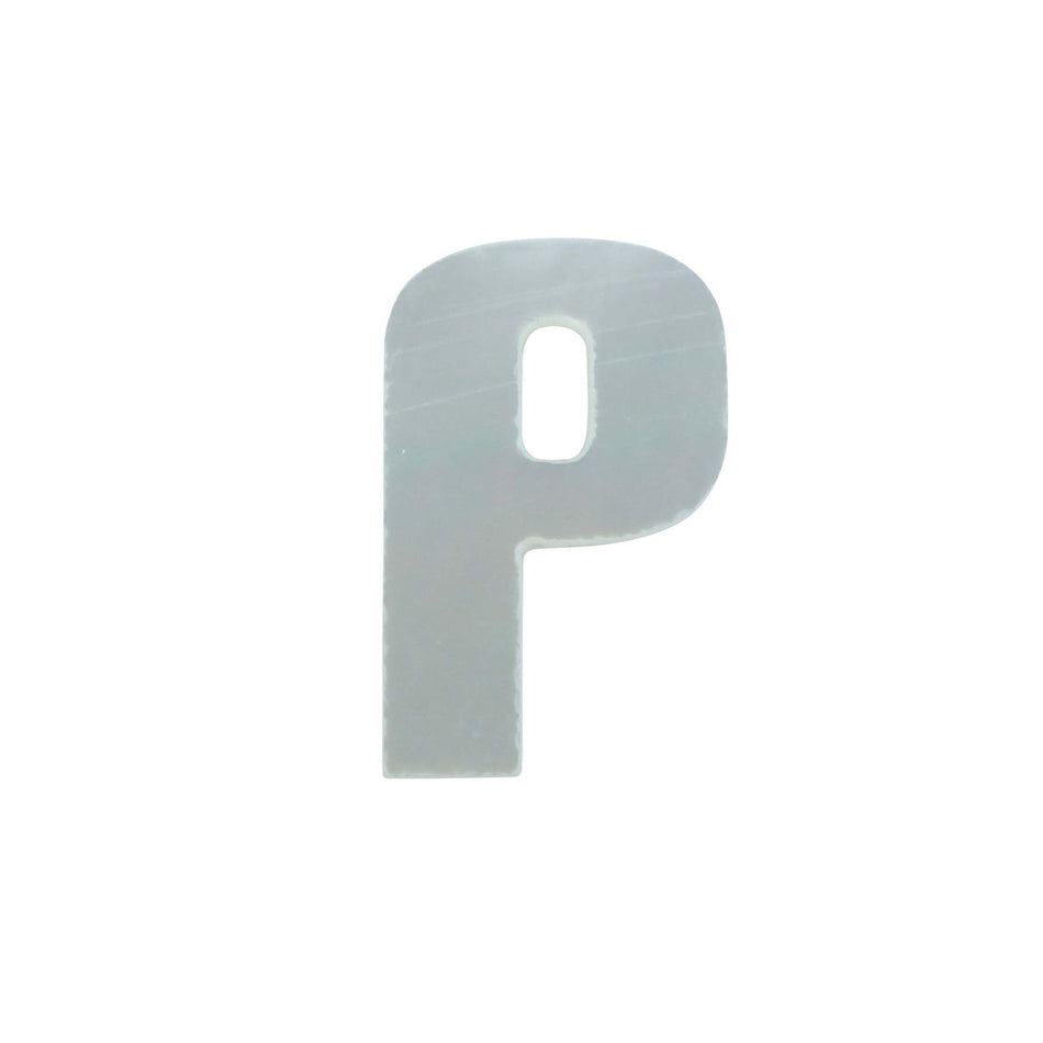 White Mother of Pearl Erte Letter Inlay Upper Case P - ~15mm, Upper Case P