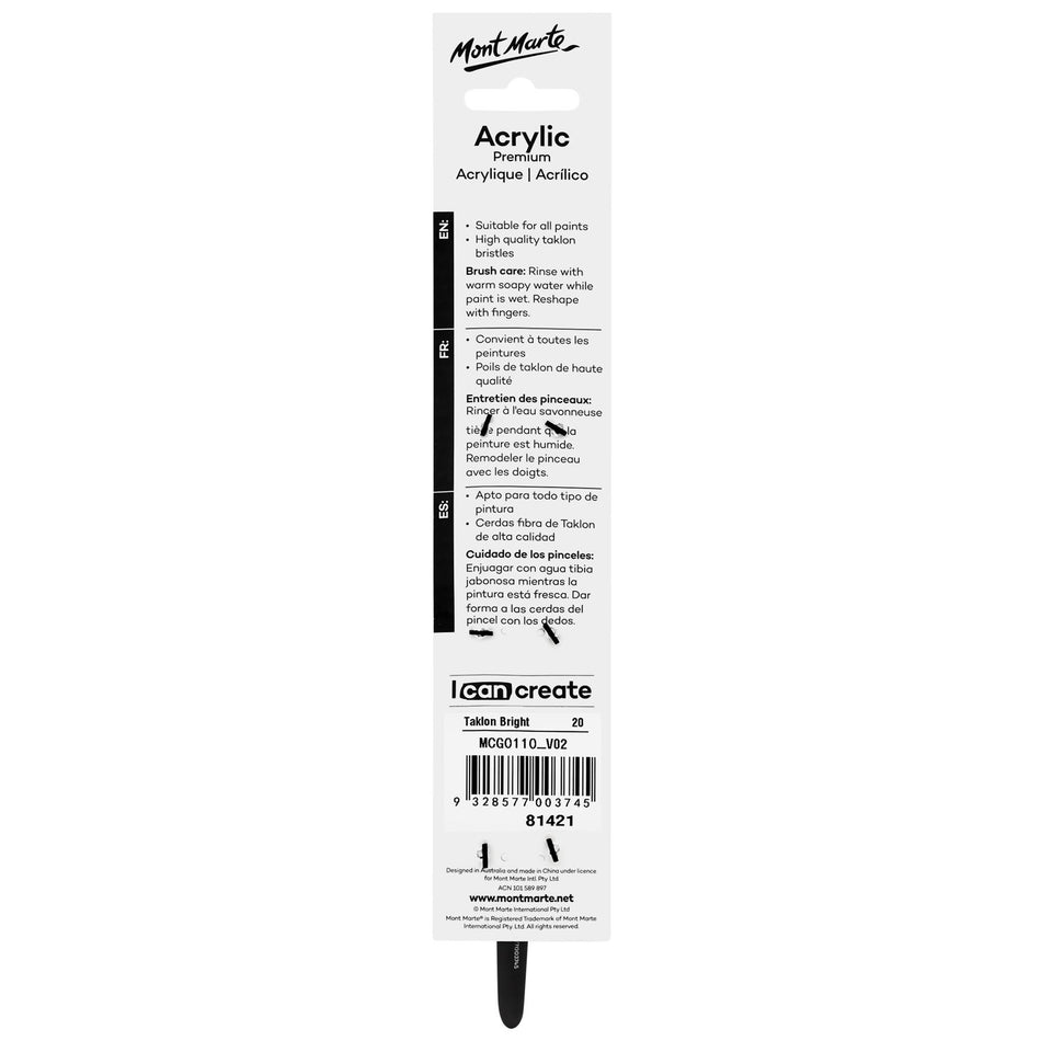 MCG0110 Acrylic Artist Brush Taklon Bright Short - 20