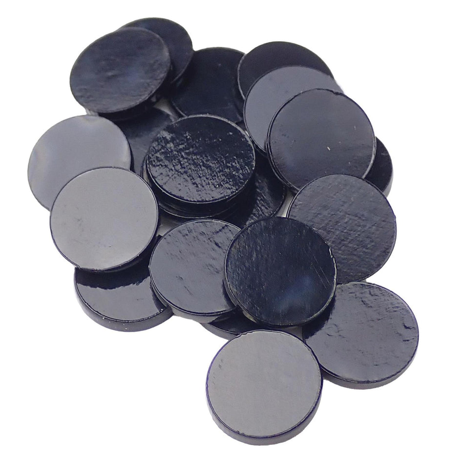 Black Plain CAB Dot Inlays - 12mm, Pack of 20, Circle