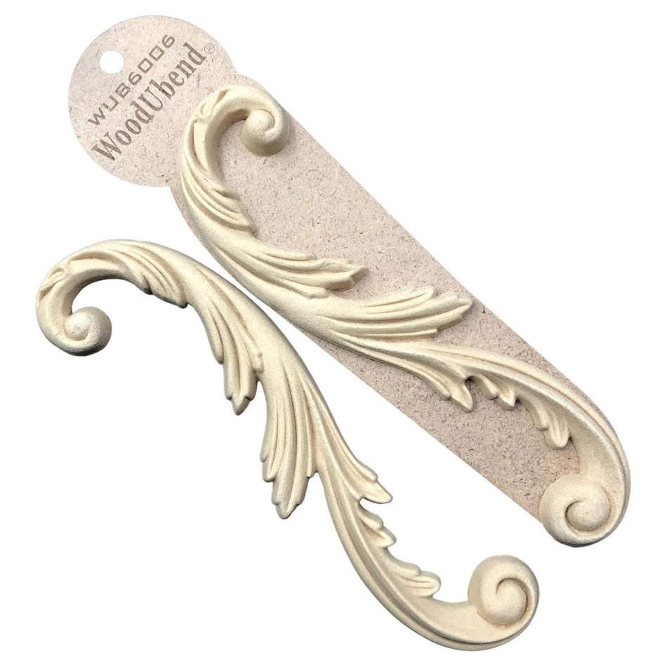 [WoodUBend] WUB6006 Scroll Pair Applique/Moulding - 207x70mm
