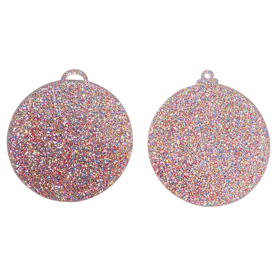 Holopgraphic Glitter Acrylic Bauble Decoration - 76x68mm, Pack of 24