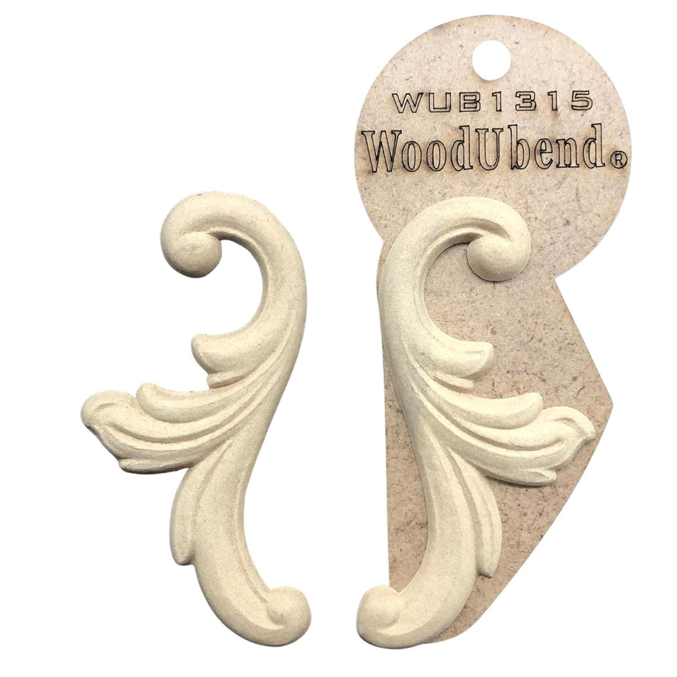 [WoodUBend] WUB1315 Scroll Pair Applique/Moulding - 100x55mm