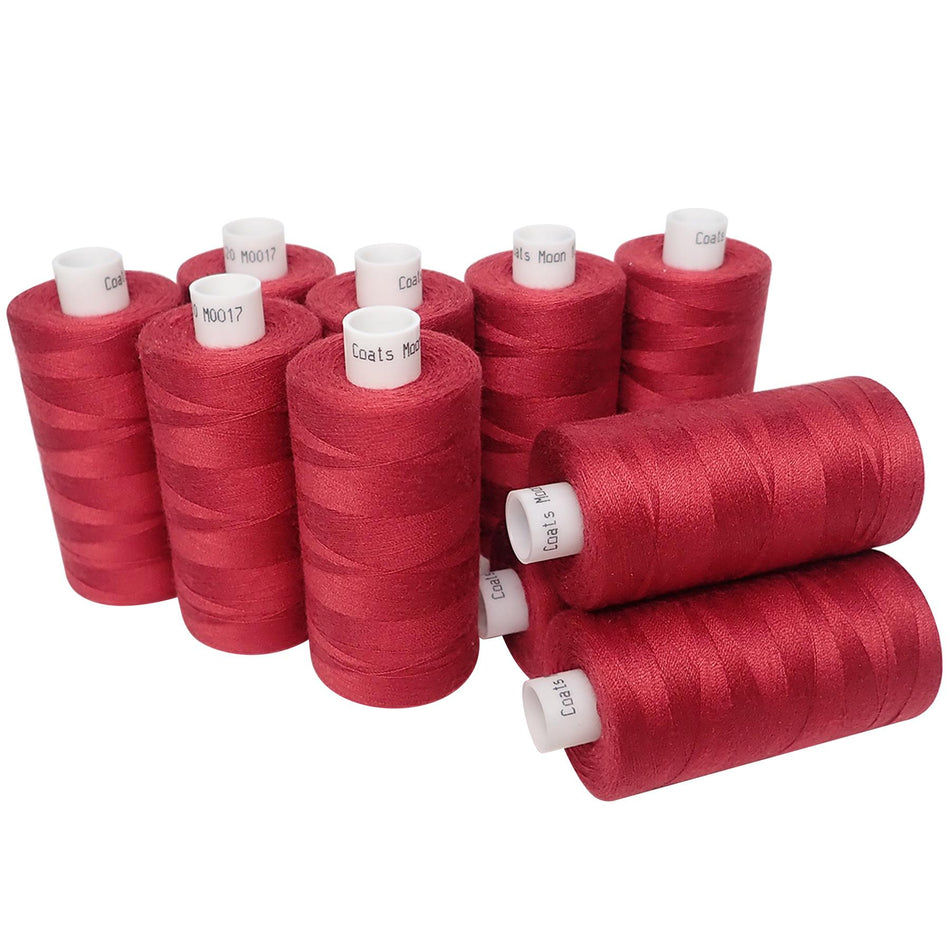 M001710 Wine Spun Polyester Sewing Thread - 1000M, Pack of 10