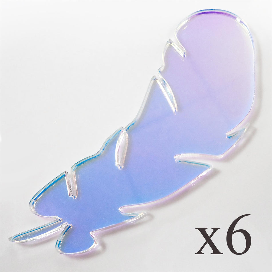 Clear Rainbow Celluloid Laminate Acrylic Feather Decorations, 100mm (Style 2) (Pack of 4)