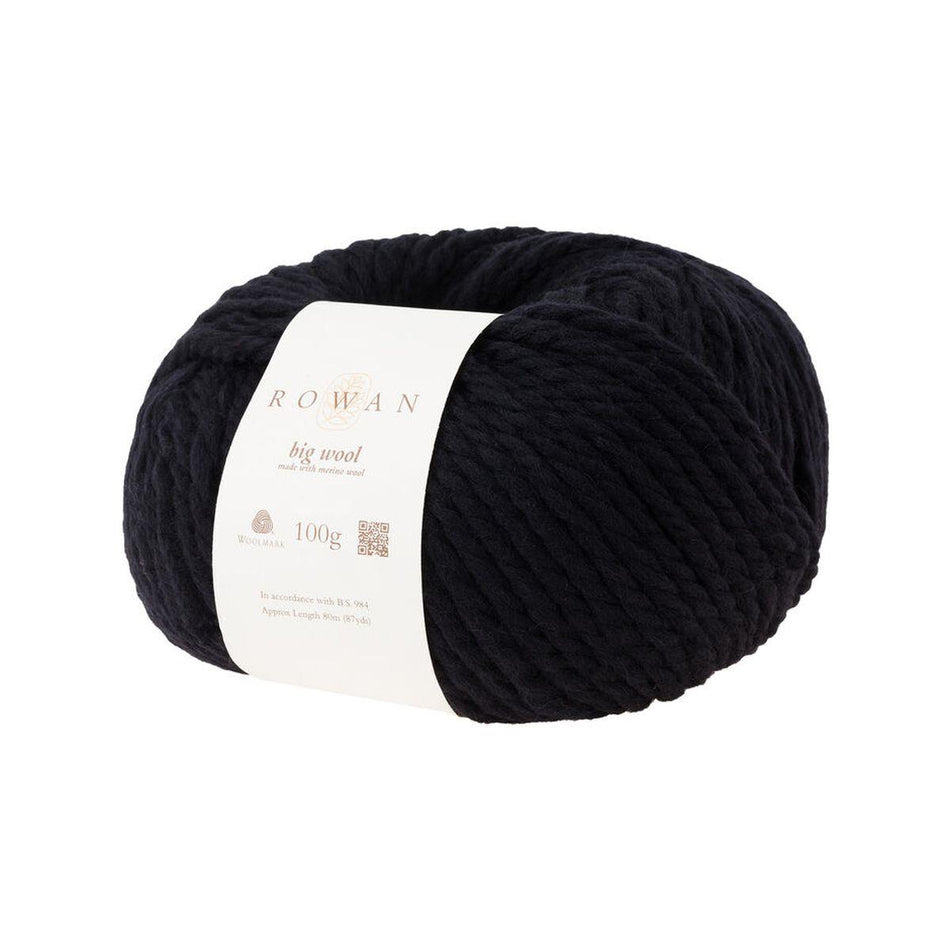 Big Wool Black 008 100% Wool Yarn - 100g