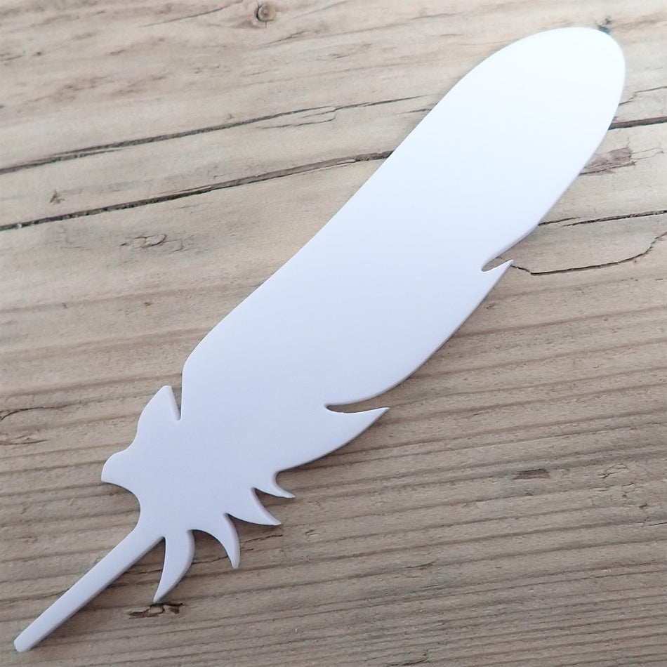 White Acrylic Feather Decorations, 100mm (Style 6) (Pack of 5)