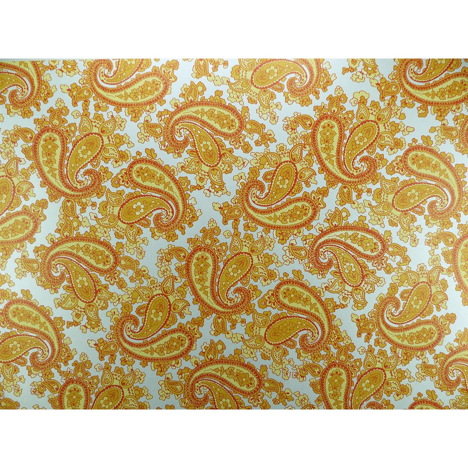Powder Blue Backed Orange Paisley Paper Guitar Body Decal - 420x295mm