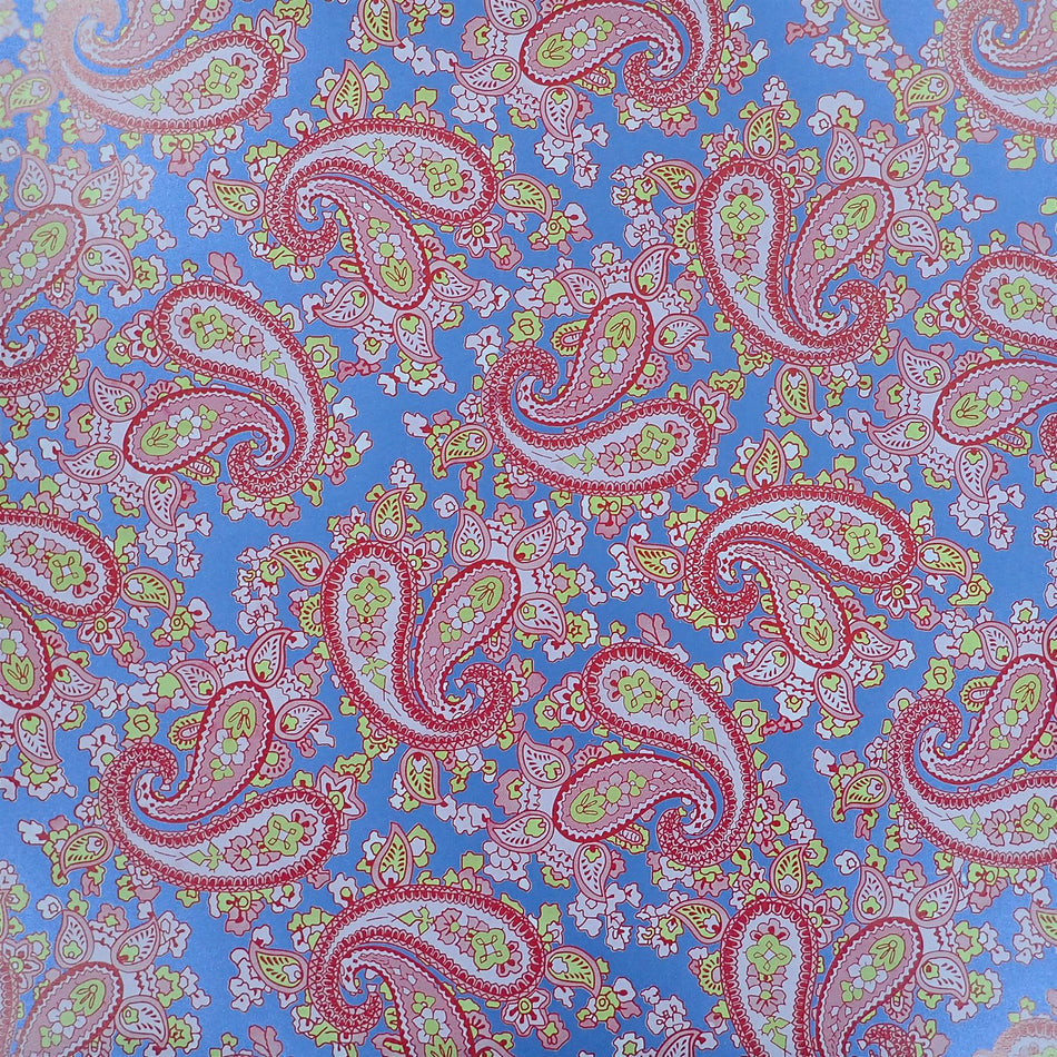 Blue Backed Pink Paisley Paper Guitar Body Decal - 420x295mm