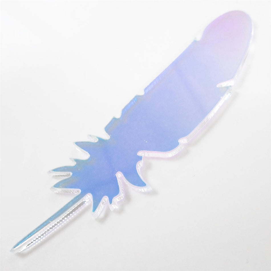 Clear Rainbow Celluloid Laminate Acrylic Feather Decorations, 100mm (Style 10) (Pack of 6)