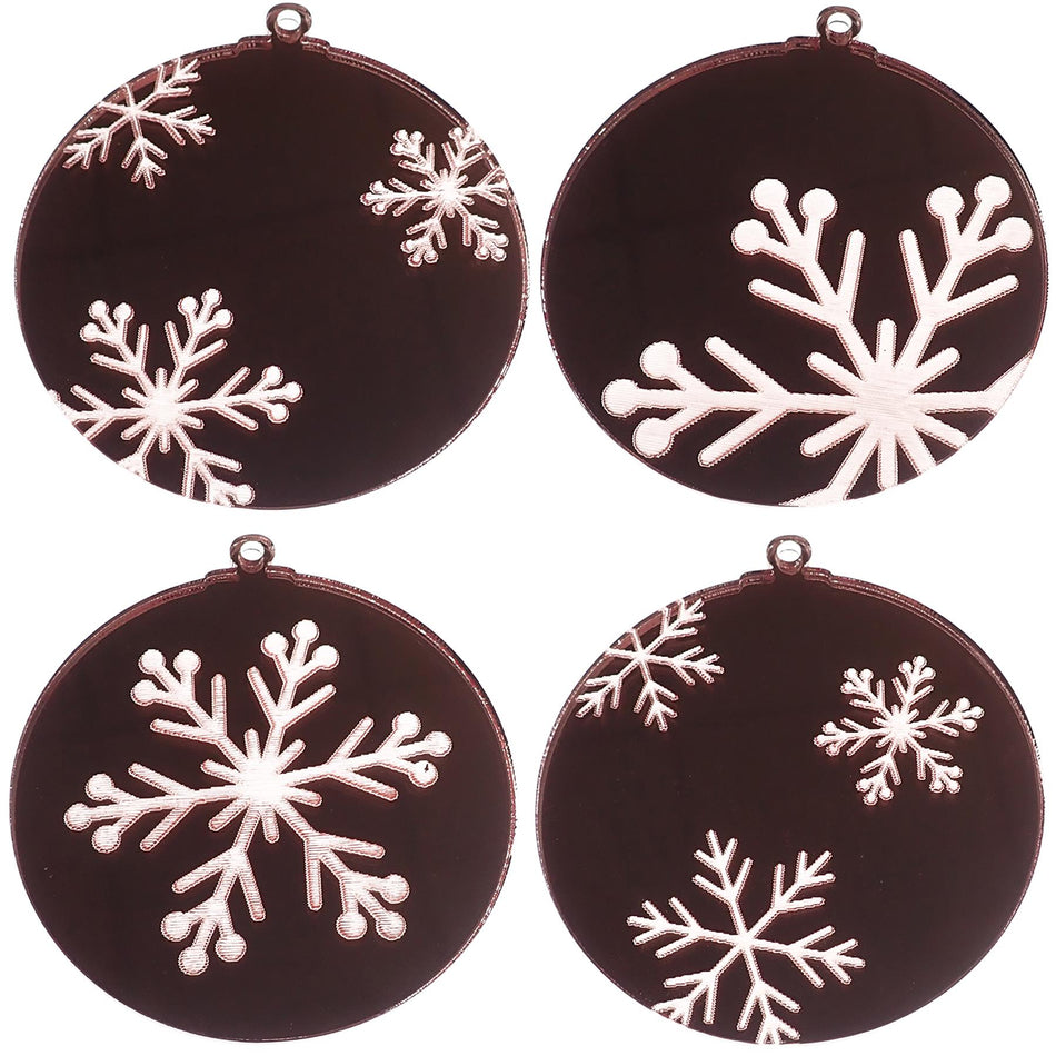Rose Gold Mirror Acrylic Bauble Decorations - 80x80x3mm