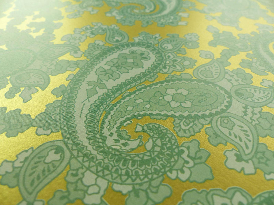 Rich Gold Backed Surf Green Paisley Paper Guitar Body Decal - 420x295mm