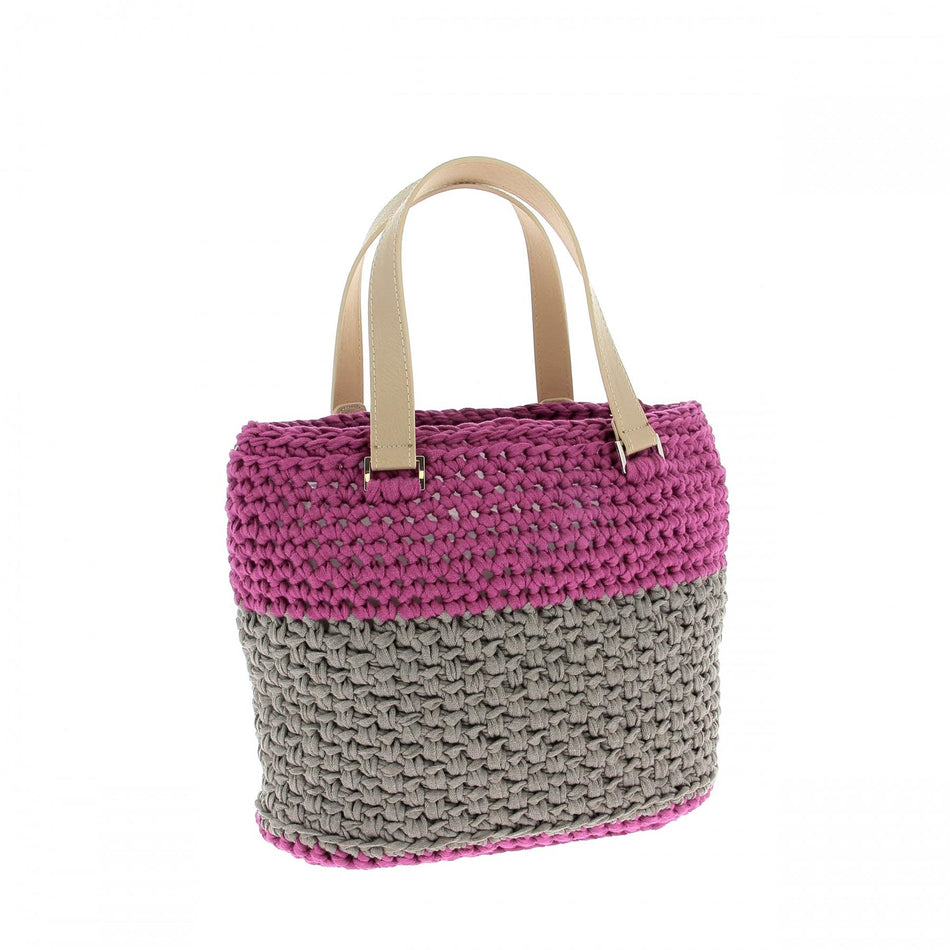 PAK046SP4 RibbonXL Crazy Plum Cotton Valencia Bag Crochet Kit