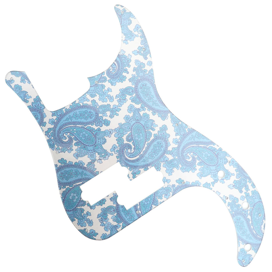 Silver Backed Blue, Silver Backing Paisley Acrylic Precision Bass Guitar Pickguard