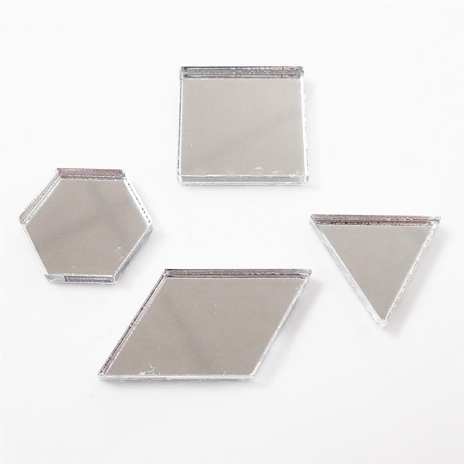 Mixed Silver Mirror Acrylic Mosaic Tiles, 12-30mm (Pack of 200pcs)