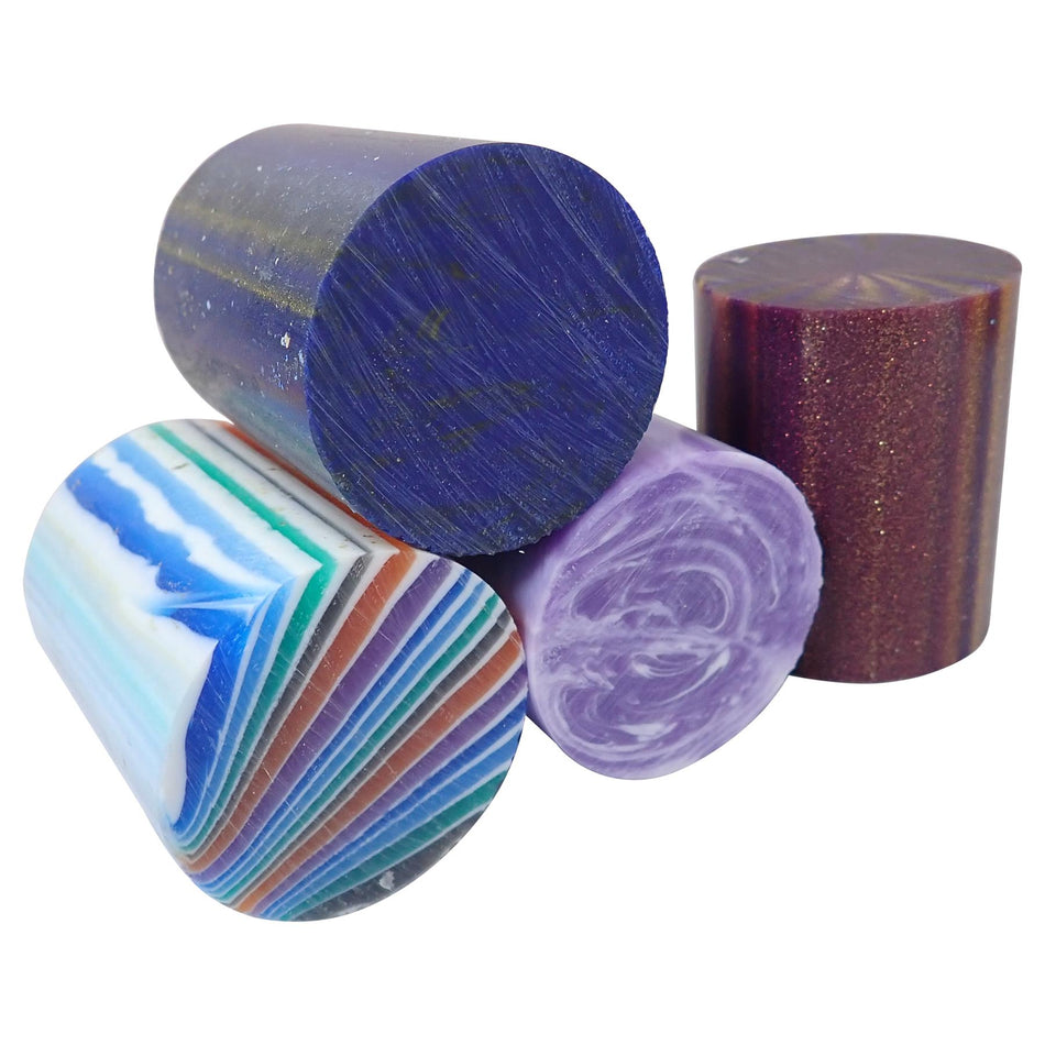 Blue Mixed Polyester Turning Blanks - 63.5x50x50mm, Set of 4