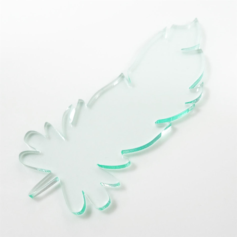 Glass Look Cast Acrylic Feather Decorations, 100mm (Style 7) (Pack of 4)