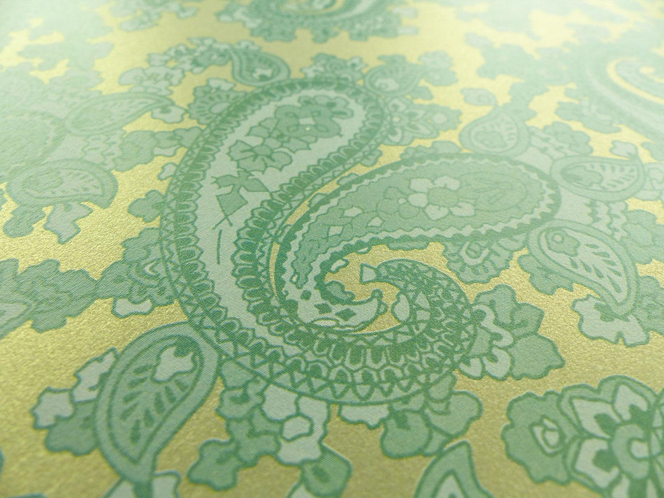 Champagne Gold Backed Surf Green Paisley Paper Guitar Body Decal - 420x295mm