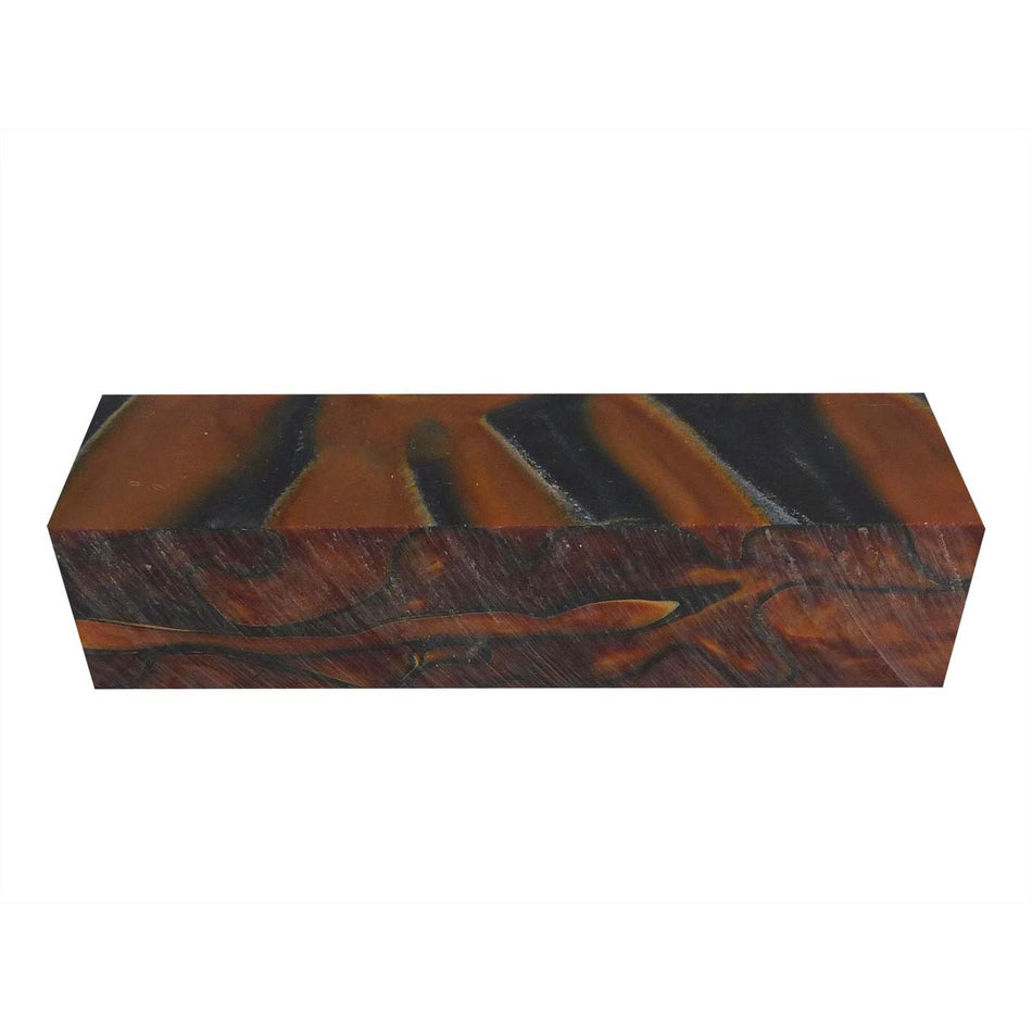 Root Beer Brown/Black Whirl Abstract Kirinite Acrylic Knife Block - 150x40x31mm