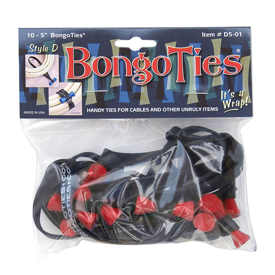 D501R Style D Lava Red Tip Bongo Ties - 5", Pack of 10