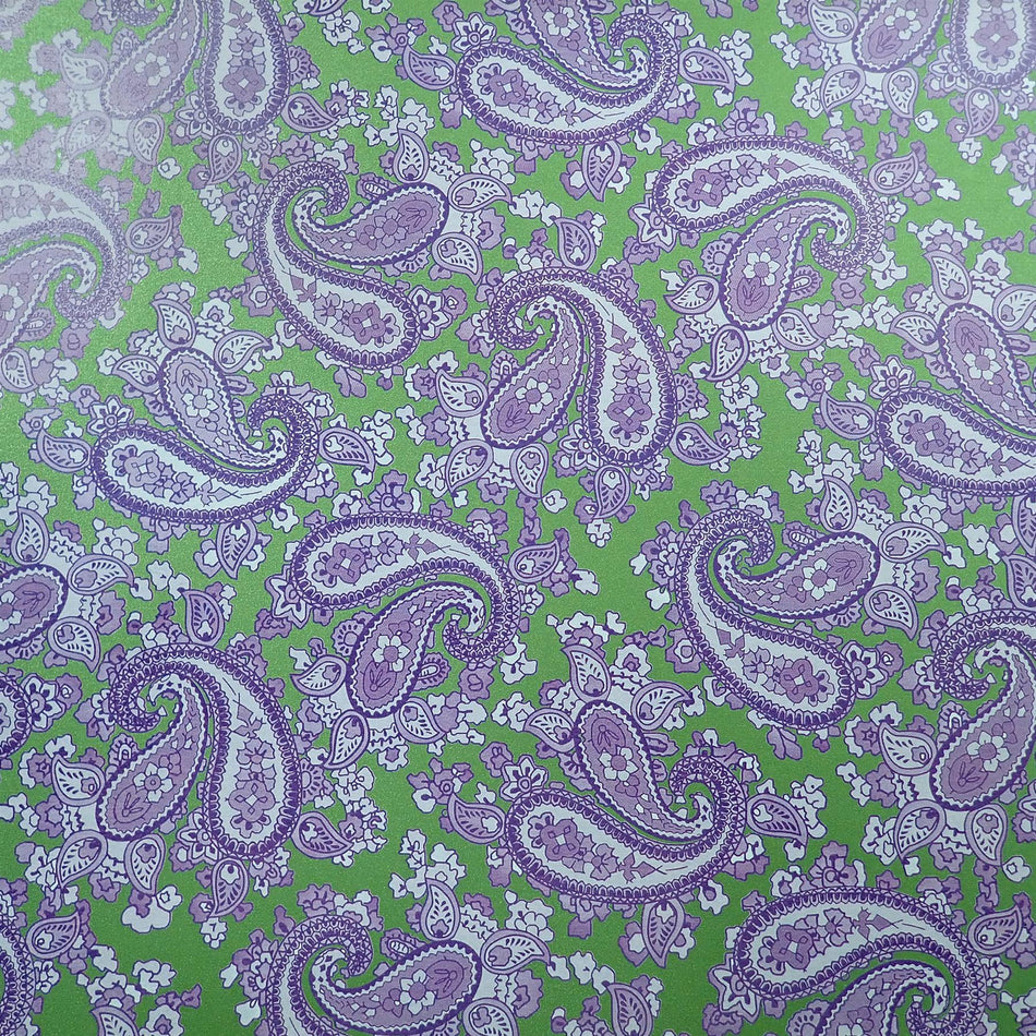 Forest Green Backed Purple Paisley Paper Guitar Body Decal - 420x295mm