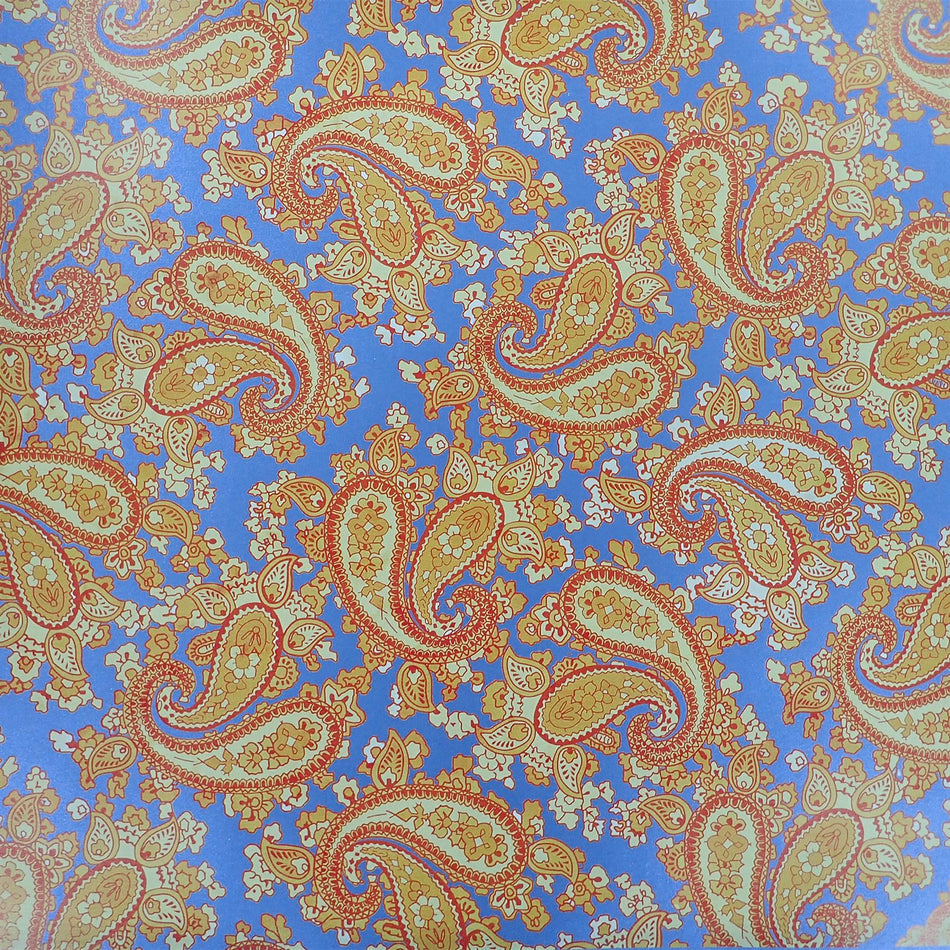 Blue Backed Orange Paisley Paper Guitar Body Decal - 420x295mm