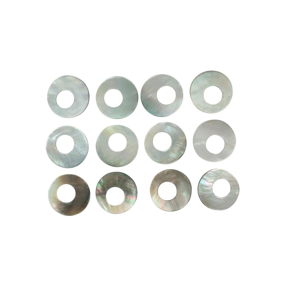 Black Mother of Pearl Natural Curve Shell Blanks - 25mm, 12, Circle with offset Hole