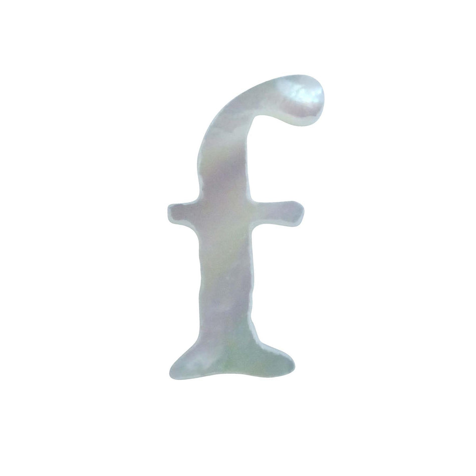 White Mother of Pearl Level 14 Druid Letter Inlay Lower Case F - ~15mm, Lower Case F