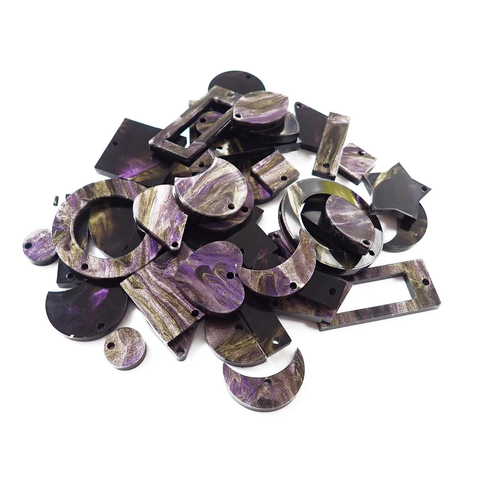 Smoky Golden Lilac Pearl Acrylic Jewellery Making Shapes - 10-33mm, Set of 46, Mixed