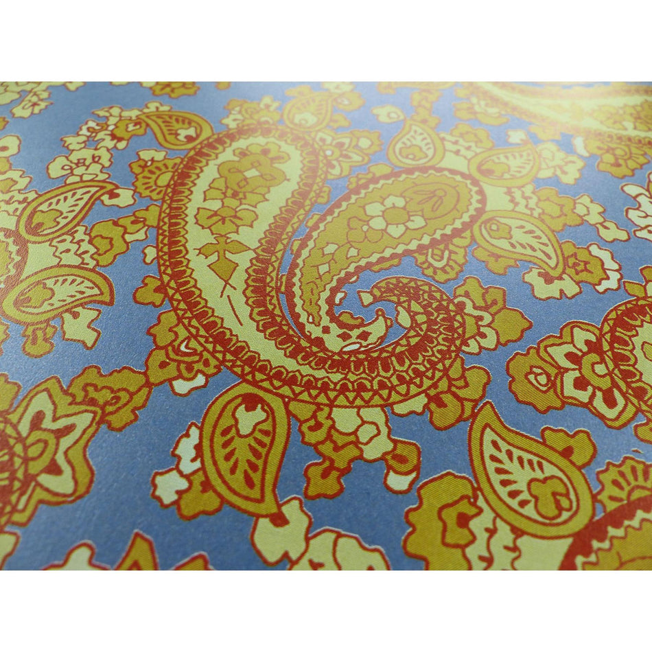 Midnight Blue Backed Orange Paisley Paper Guitar Body Decal - 420x295mm