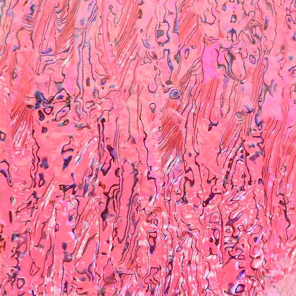 Pink Topaz Paua Abalone Varnished Laminate Shell Veneer - 200x200x0.3mm, Painted Backing