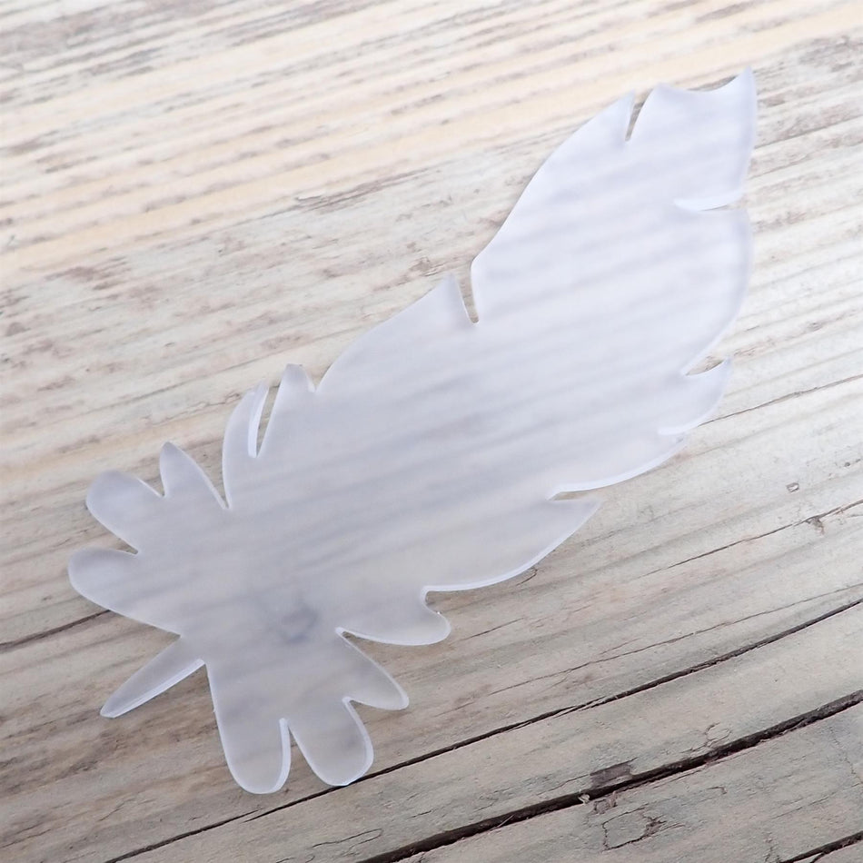 Frosted Cast Acrylic Feather Decorations, 100mm (Style 7) (Pack of 4)