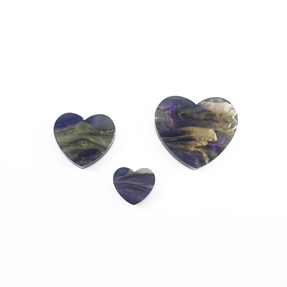 Smoky Golden Lilac Pearl Acrylic Jewellery Making Shapes - 10-20mm, Set of 24, Hearts